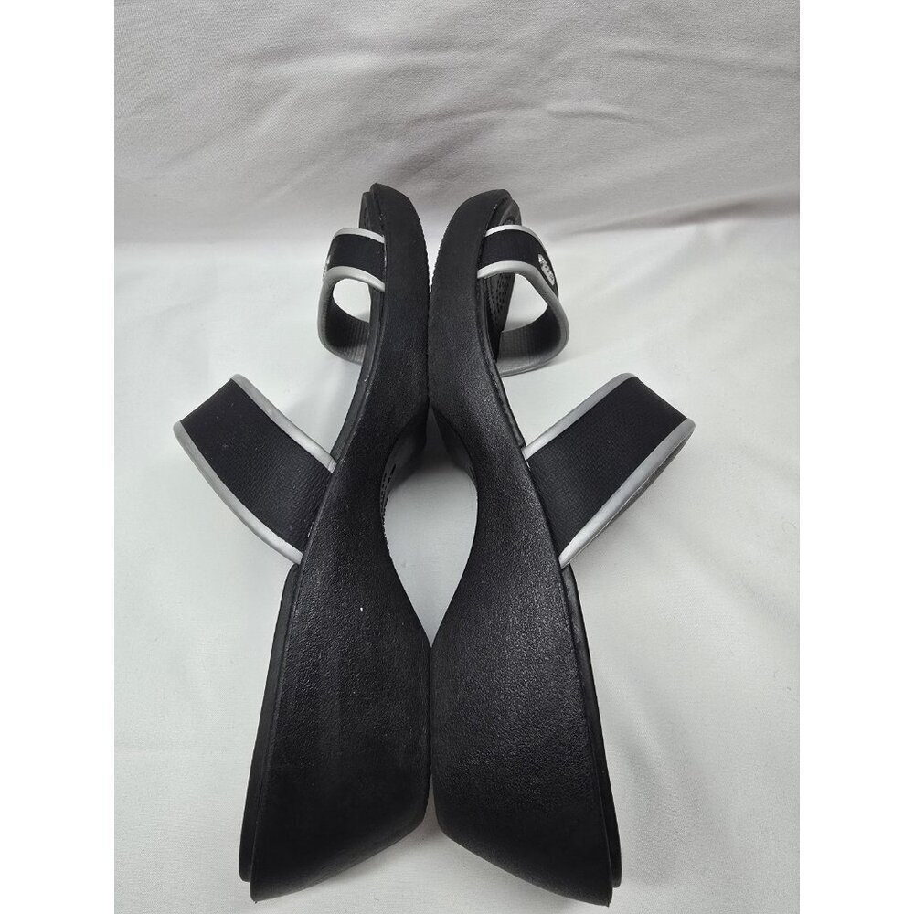 Crocs Madeira Sandals Womens Sz 7 Black Gray Double Strap Wedge Rubber Comfort - Picture 7 of 10